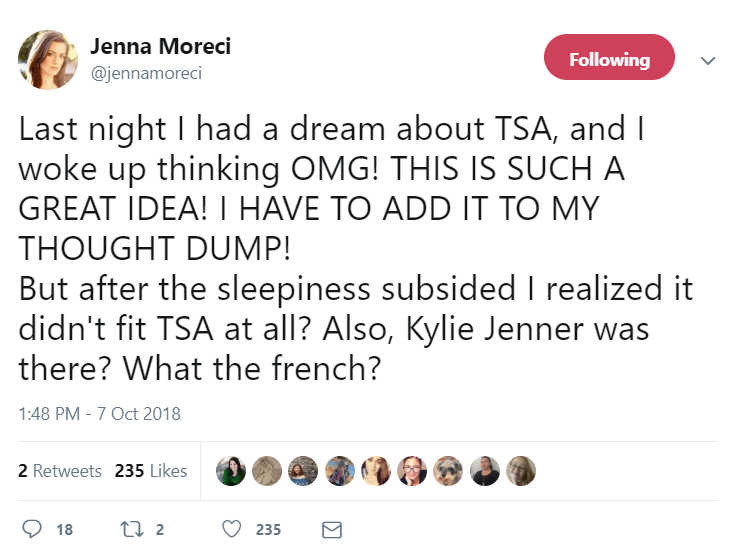 Jenna Moreci Tweet example