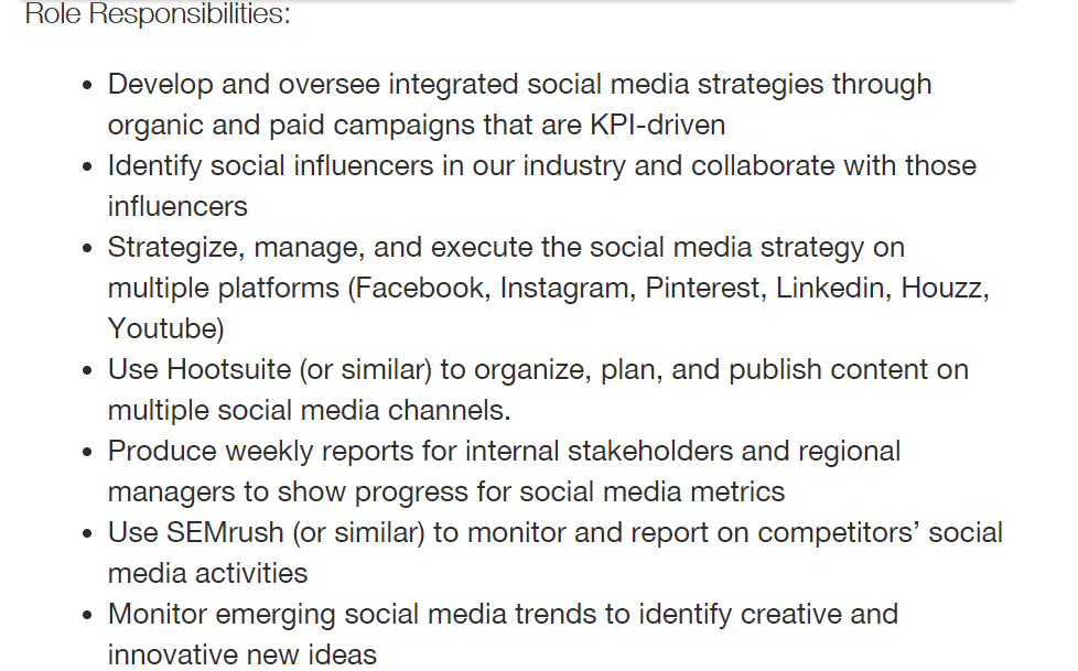 social media manager responsibilities