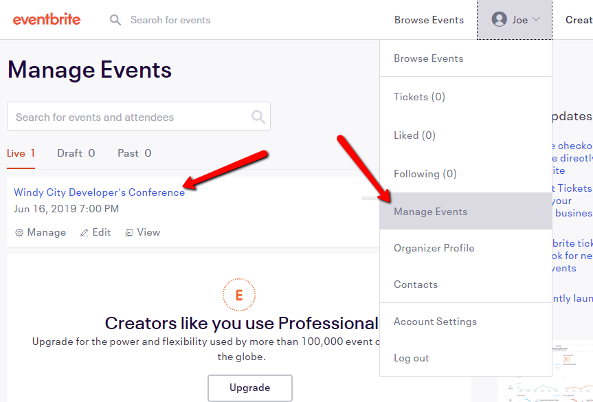 manage events