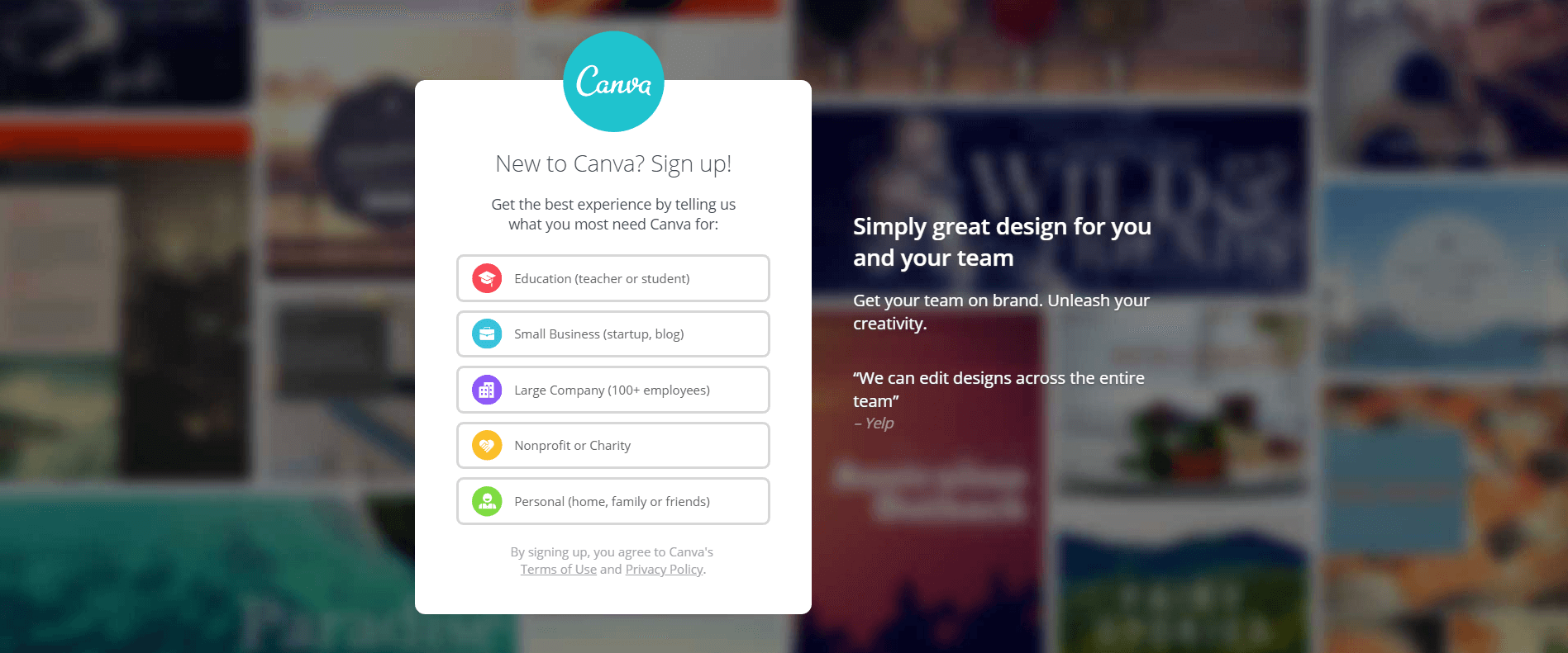 The Canva website.