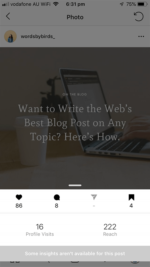Instagram Insights individual post stats