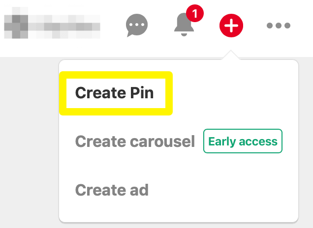 An image showing where to find the Create Pin option.