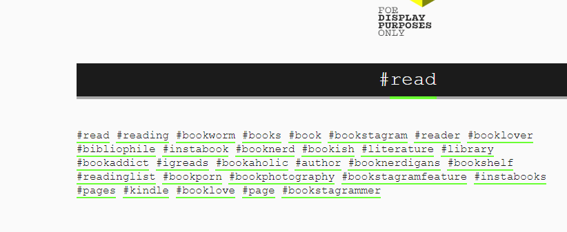 Instagram hashtags – Display Purposes