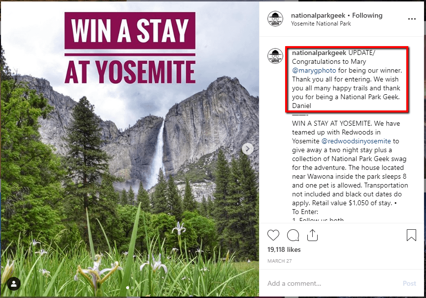 win a stay - Instagram sweepstakes