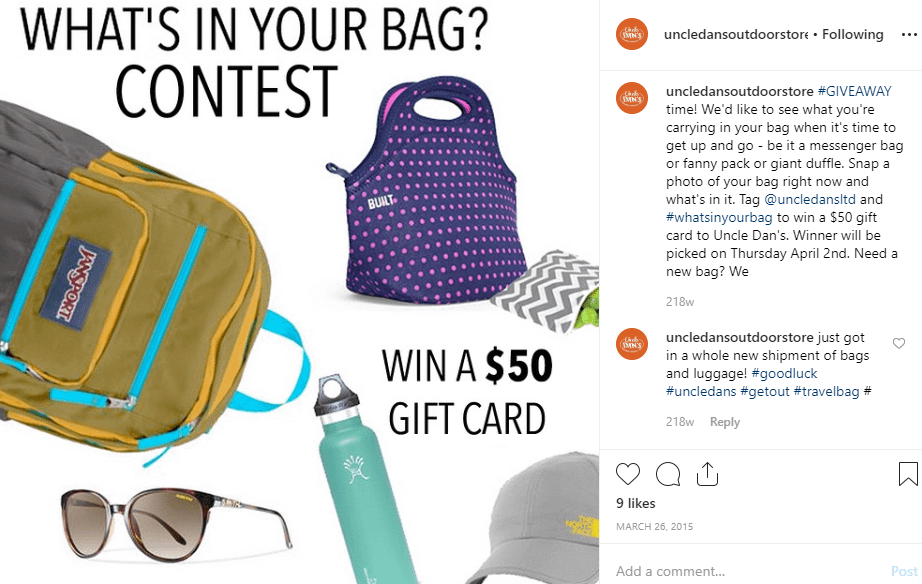 uncle dans - Instagram sweepstakes