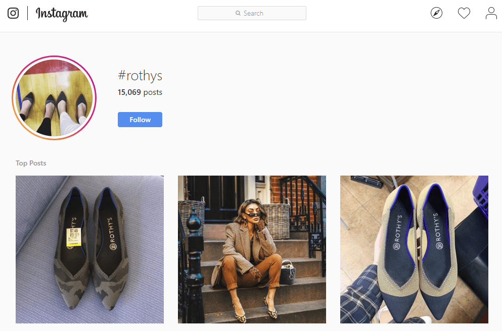 Instagram hashtags – branded hashtag for Rothys